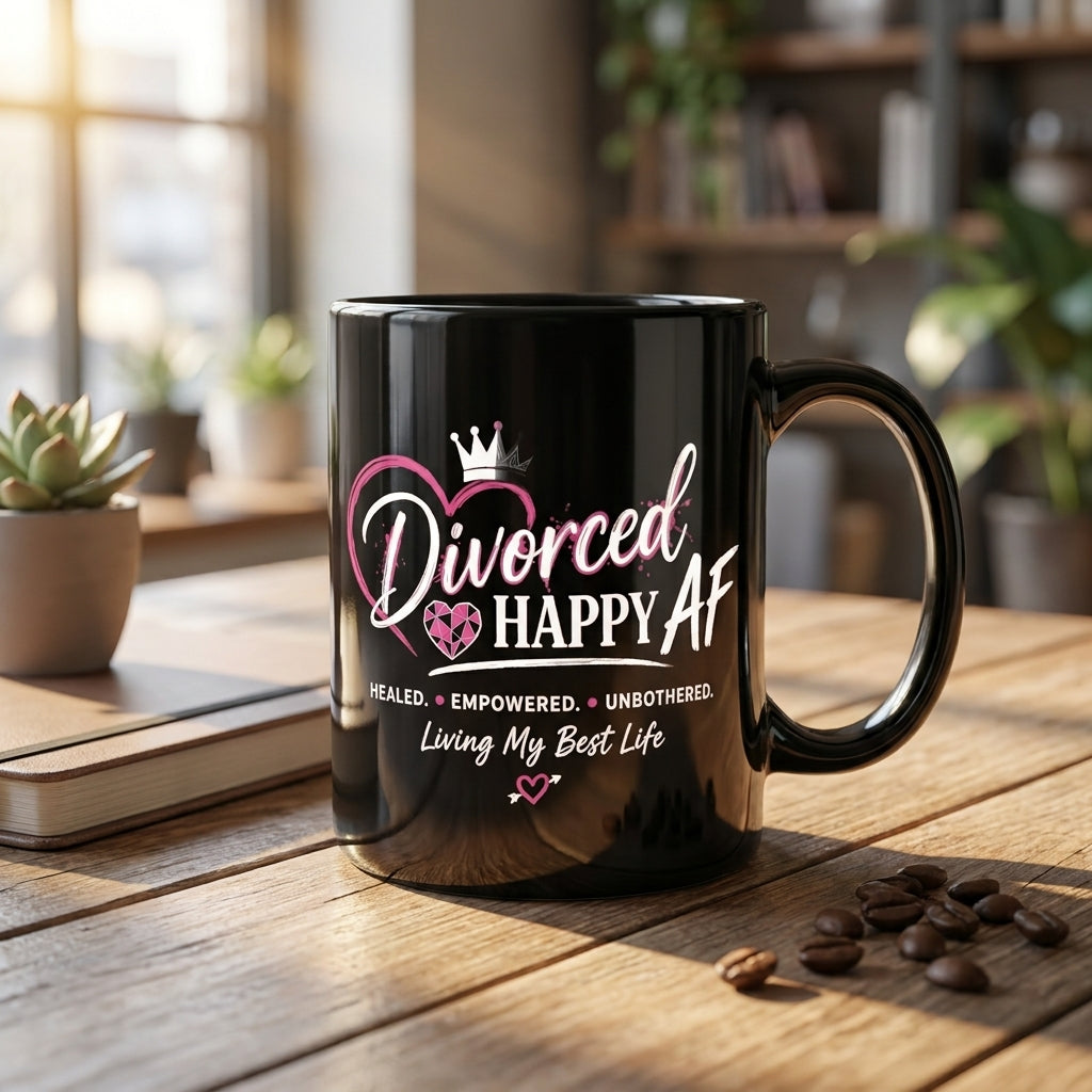 Divorced and Happy AF Living My Best Life Mug | 11 oz & 15 oz Double-Sided Ceramic Mug