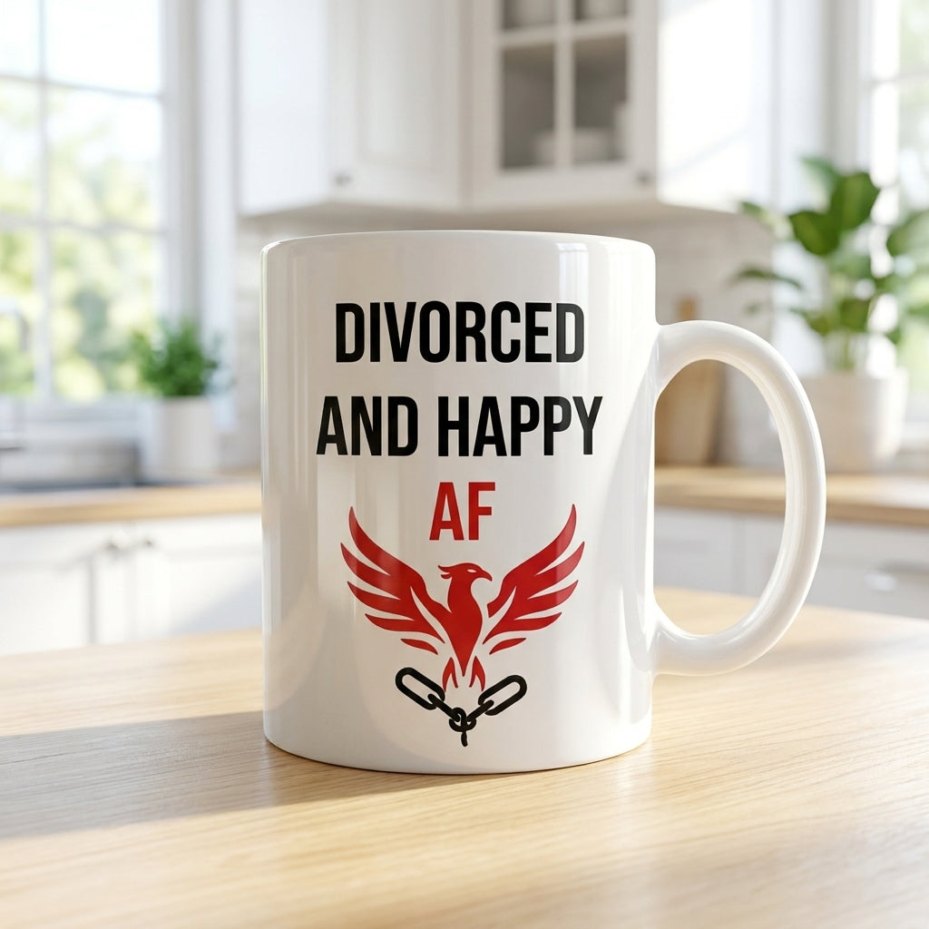 Divorced and Happy AF Logo Mug | 11 oz & 15 oz Double-Sided Ceramic Mug