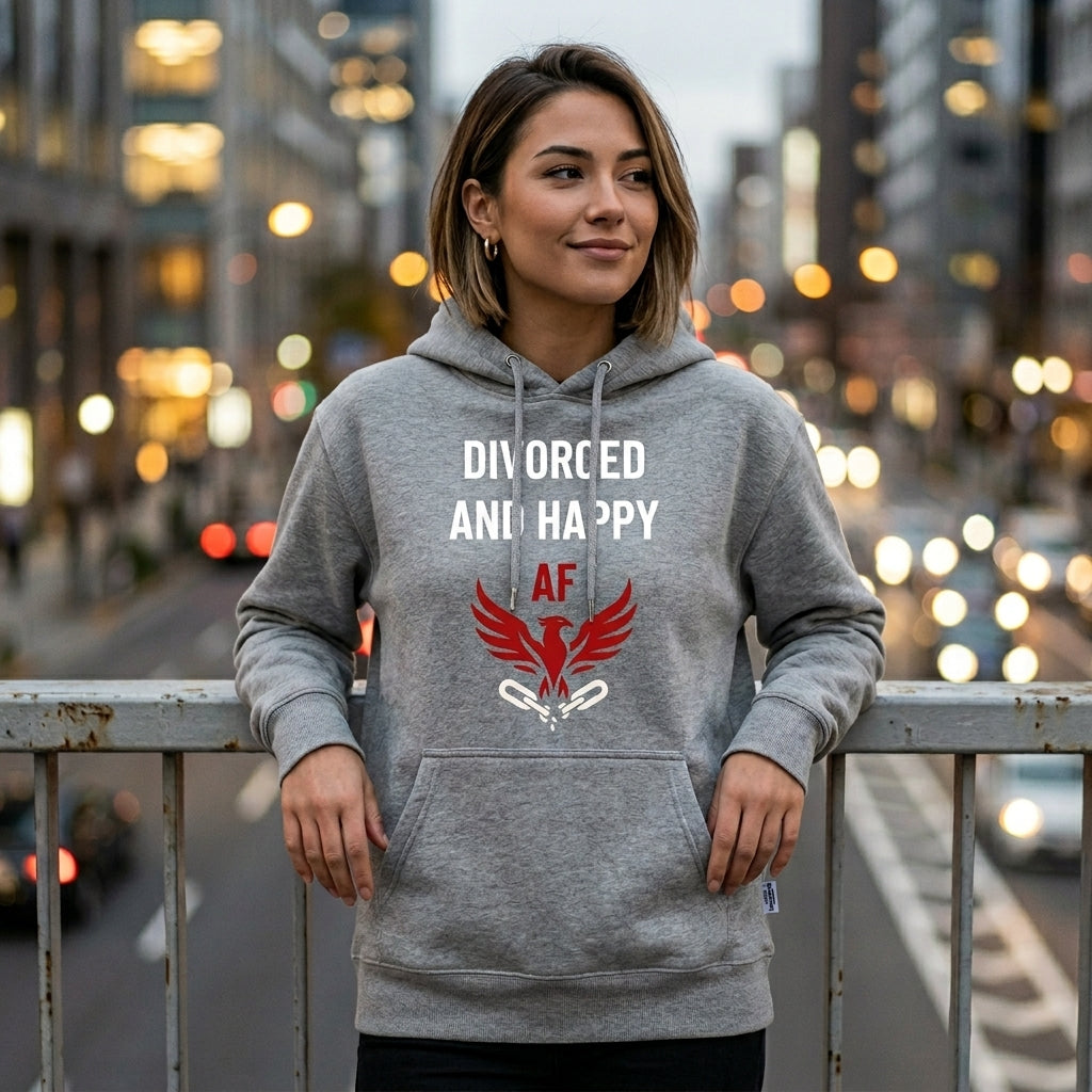Divorced and Happy AF Unisex Heavyweight Hoodie | IND4000