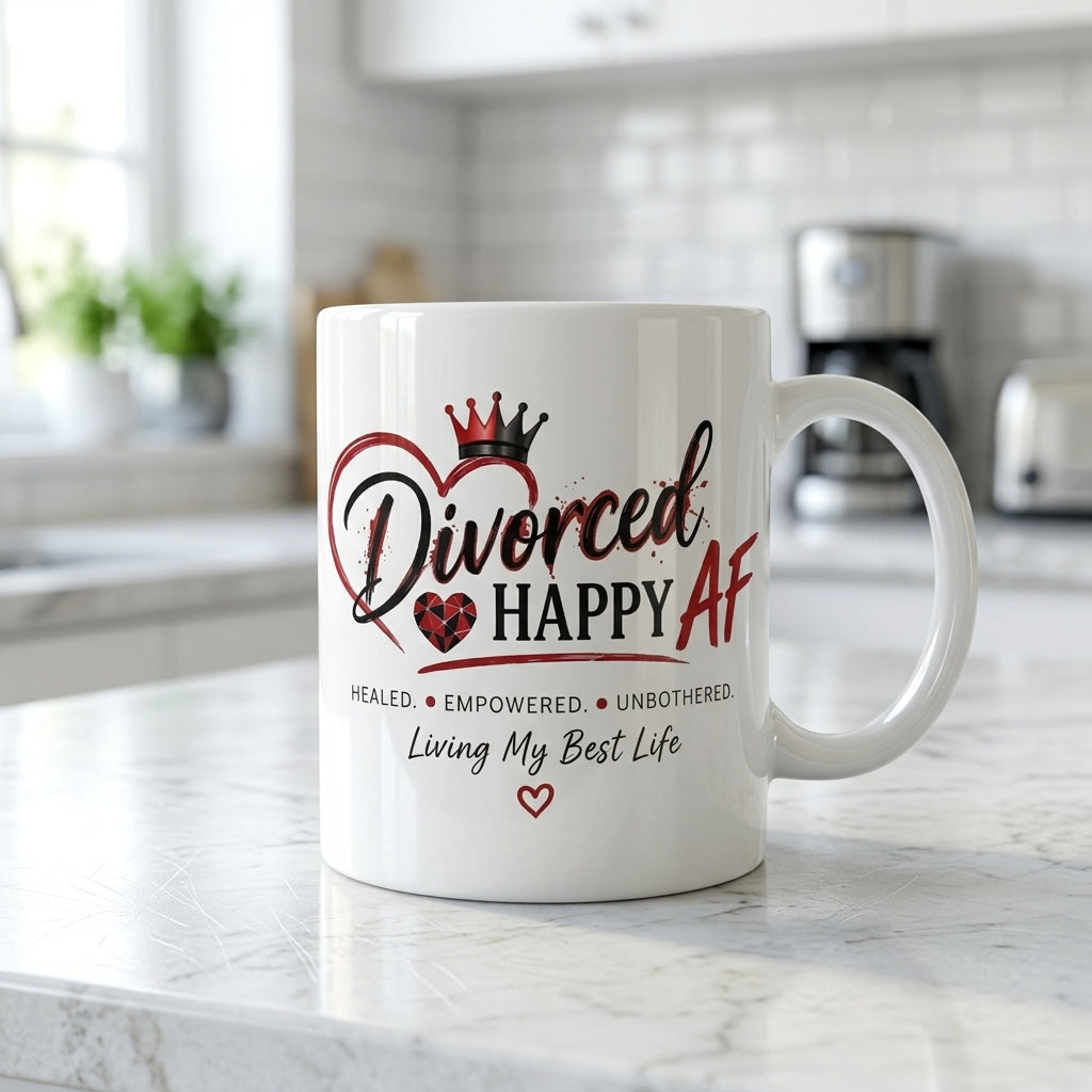 Divorced and Happy AF Living My Best Life Mug | 11 oz & 15 oz Double-Sided Ceramic Mug