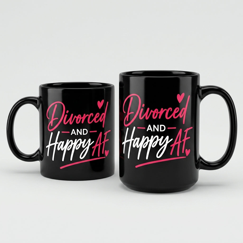 Divorced and Happy AF Logo Mug | 11 oz & 15 oz Double-Sided Ceramic Mug