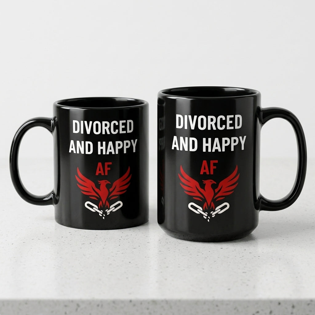 Divorced and Happy AF Logo Mug | 11 oz & 15 oz Double-Sided Ceramic Mug