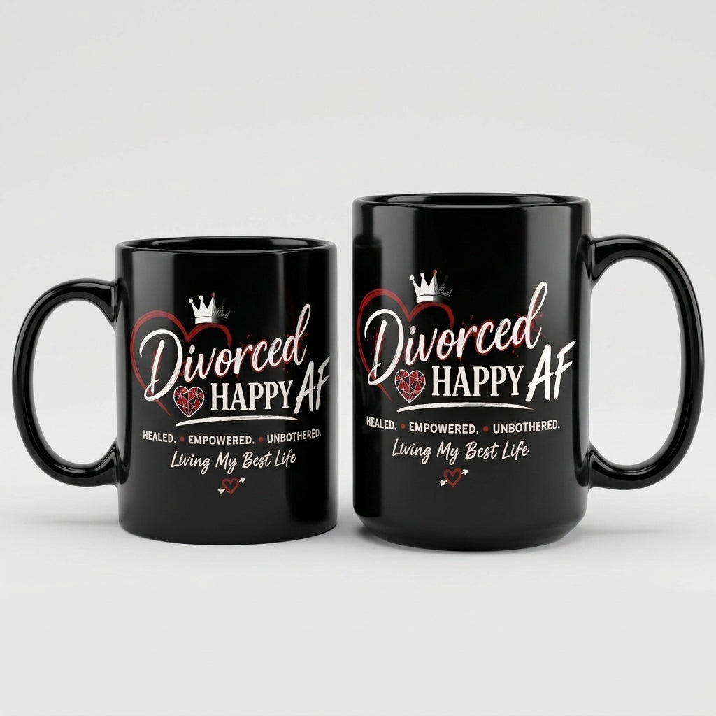 Divorced and Happy AF Living My Best Life Mug | 11 oz & 15 oz Double-Sided Ceramic Mug