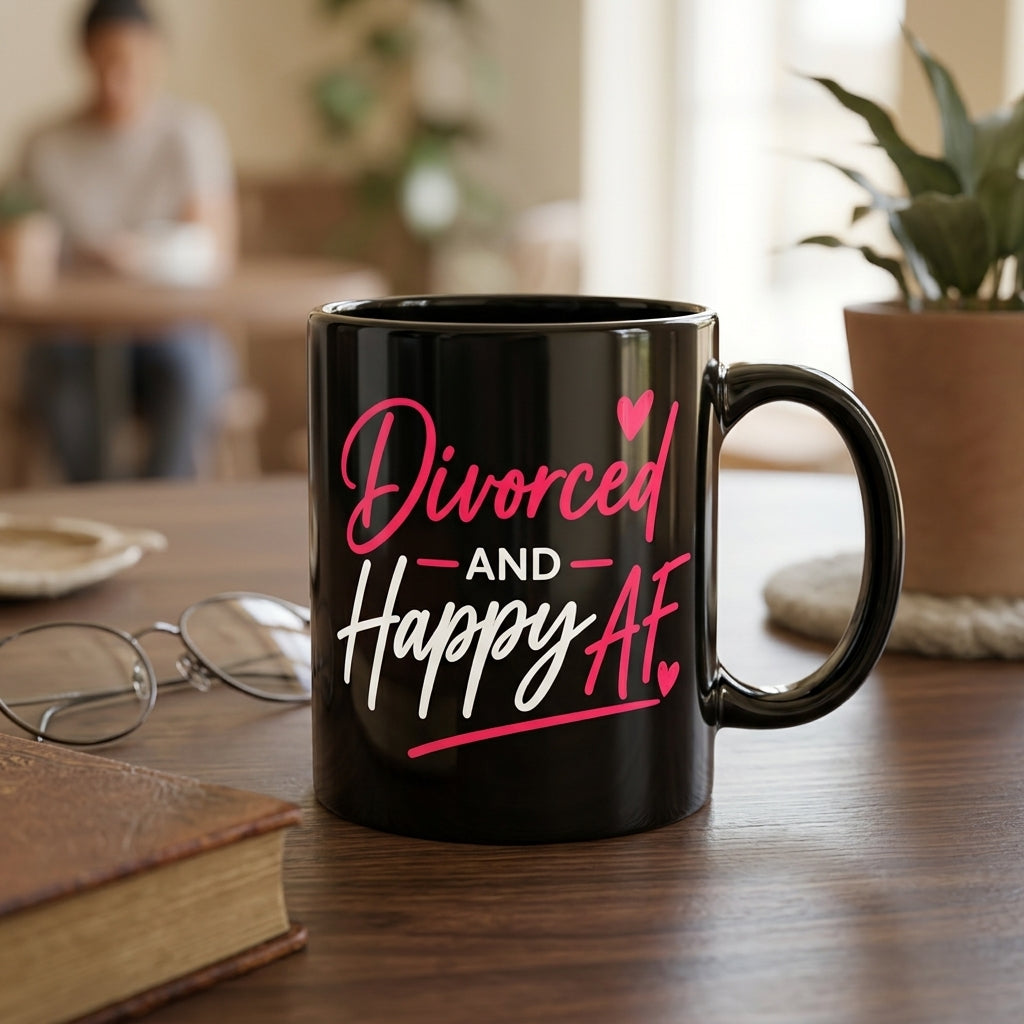 Divorced and Happy AF Logo Mug | 11 oz & 15 oz Double-Sided Ceramic Mug