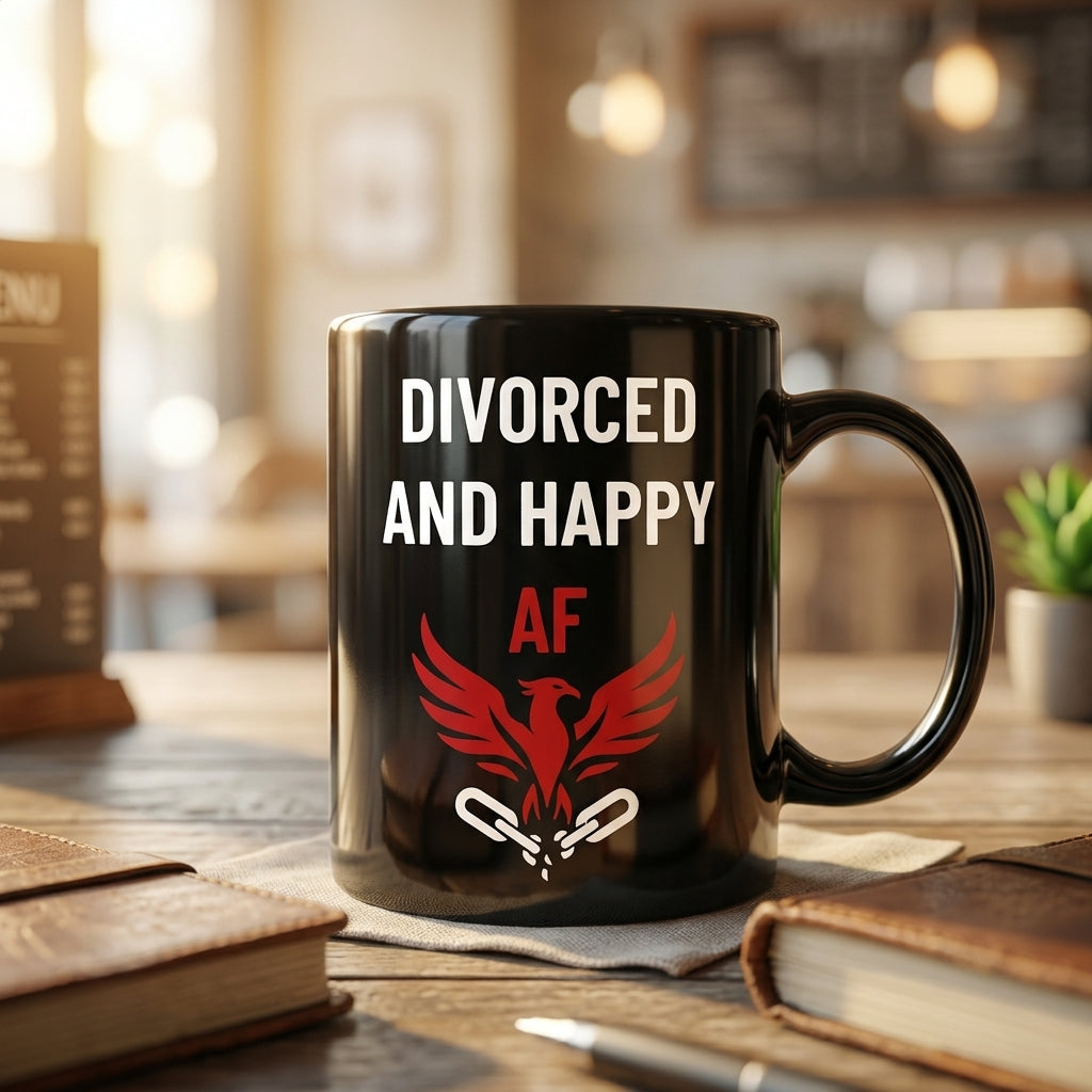 Divorced and Happy AF Logo Mug | 11 oz & 15 oz Double-Sided Ceramic Mug