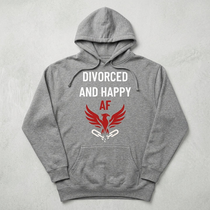 Divorced and Happy AF Unisex Phoenix Logo Hoodie | IND4000