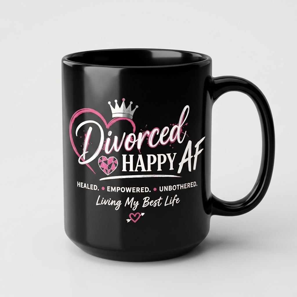 Divorced and Happy AF Living My Best Life Mug | 11 oz & 15 oz Double-Sided Ceramic Mug