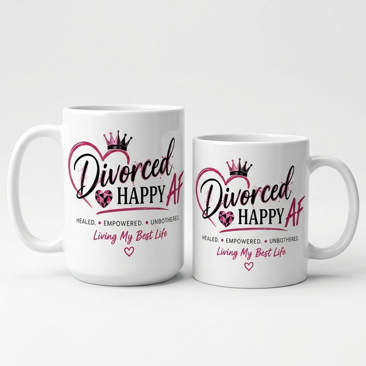 Divorced and Happy AF Living My Best Life Mug | 11 oz & 15 oz Double-Sided Ceramic Mug