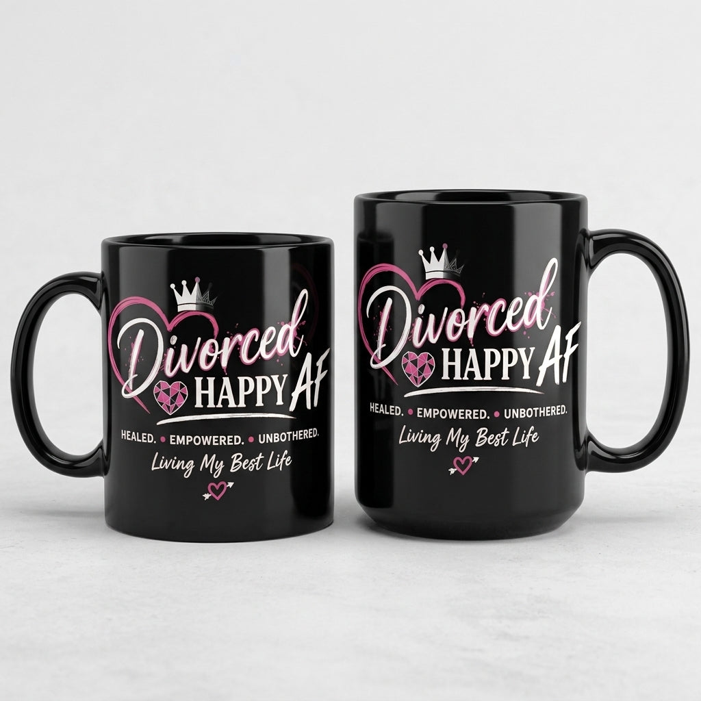Divorced and Happy AF Living My Best Life Mug | 11 oz & 15 oz Double-Sided Ceramic Mug