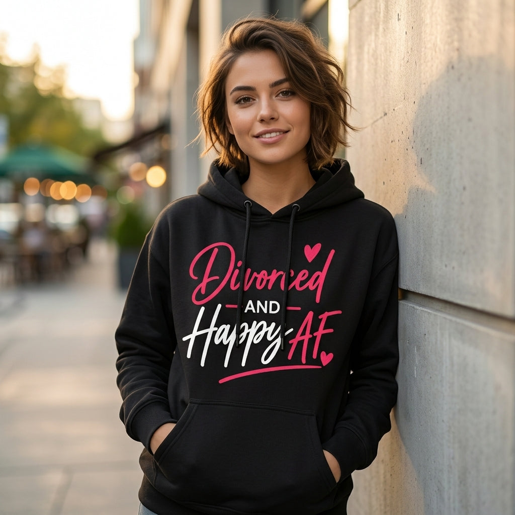 Divorced and Happy AF Unisex Heavyweight Hoodie | IND4000
