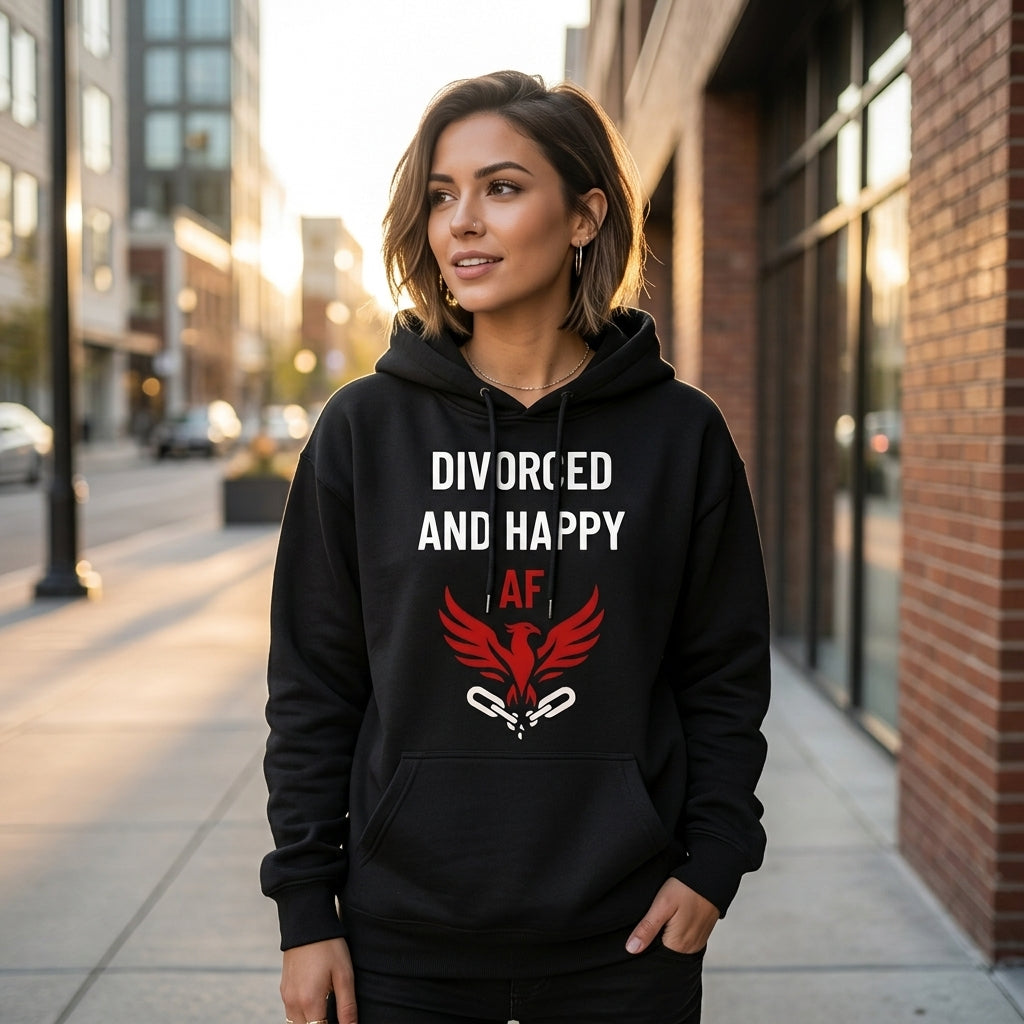 Divorced and Happy AF Unisex Heavyweight Hoodie | IND4000