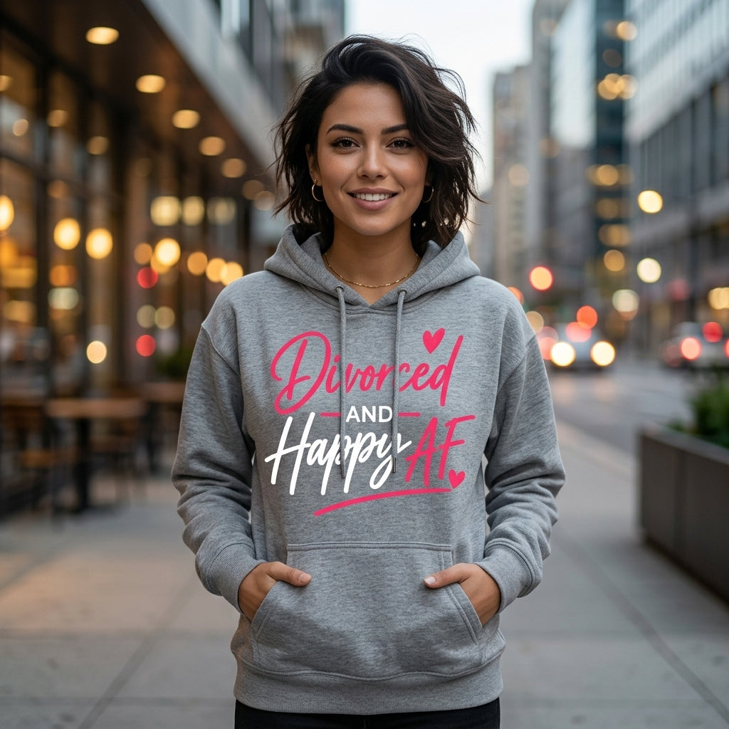 Divorced and Happy AF Unisex Heavyweight Hoodie | IND4000